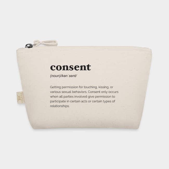 Neceser color natural con cremallera y la definición de diccionario de «consent»