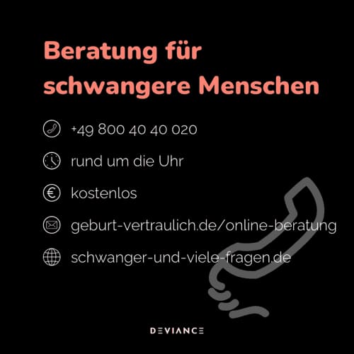 Asesoramiento para personas embarazadas: +49 800 40 40 020, las 24 horas, gratuito, geburt-vertraulich.de/online-beratung, schwanger-und-viele-fragen.de