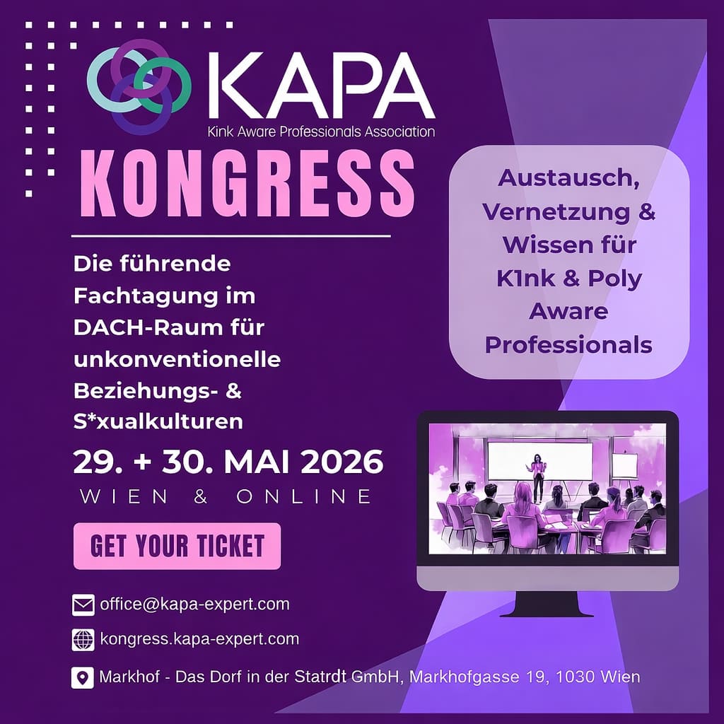 Anuncio del congreso KAPA del 29 y 30 de mayo de 2026 en Viena y en línea, la conferencia sobre culturas relacionales y sexuales no convencionales del ámbito germanoparlante