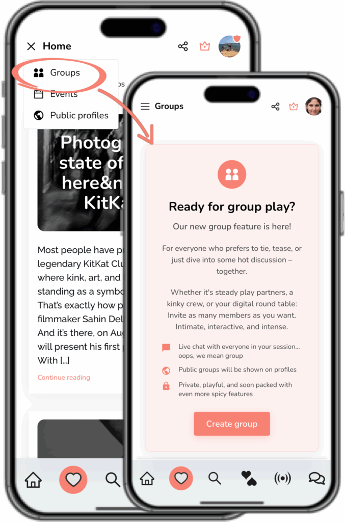 Screenshot of the Deviance menu with the group section open and the group feature start screen